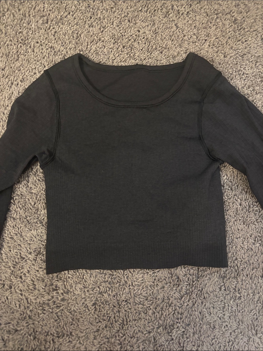 lululemon athletica Black Ribbed Long Sleeve Crop Top